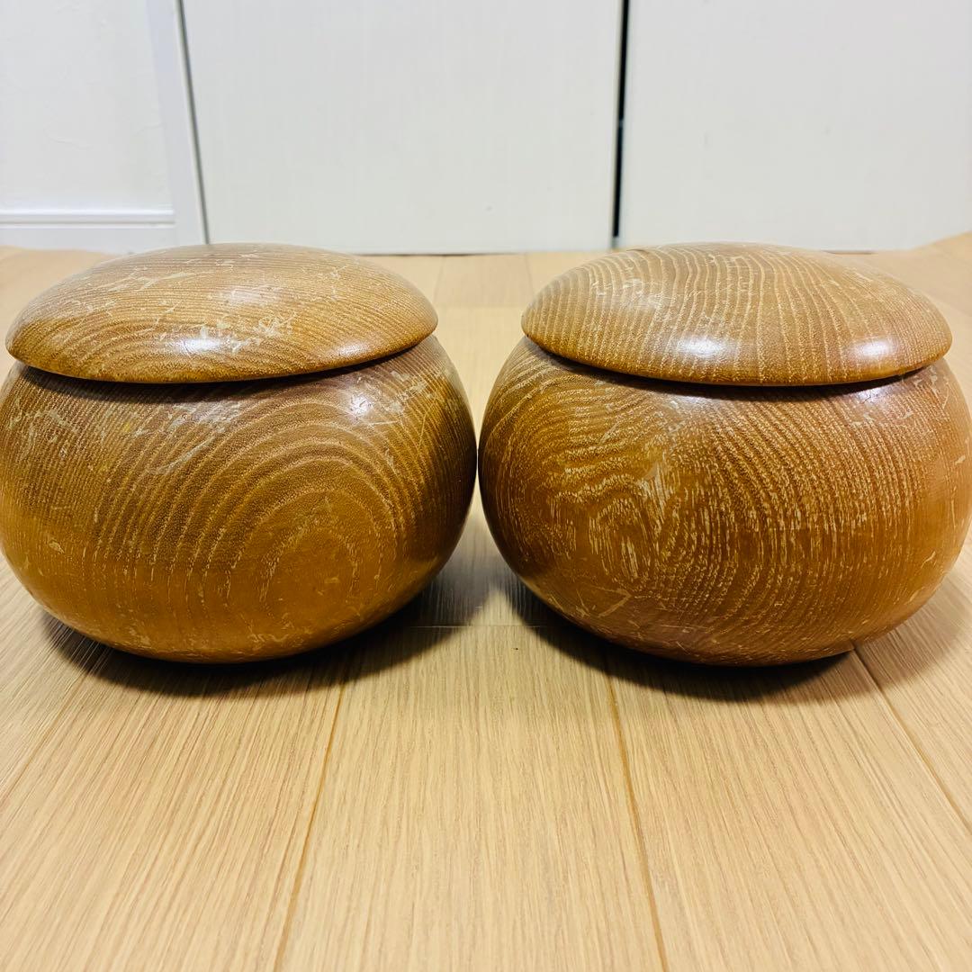 【状態良好】蛤碁石 那智黒碁石　極厚38号〜40号　碁笥　セット