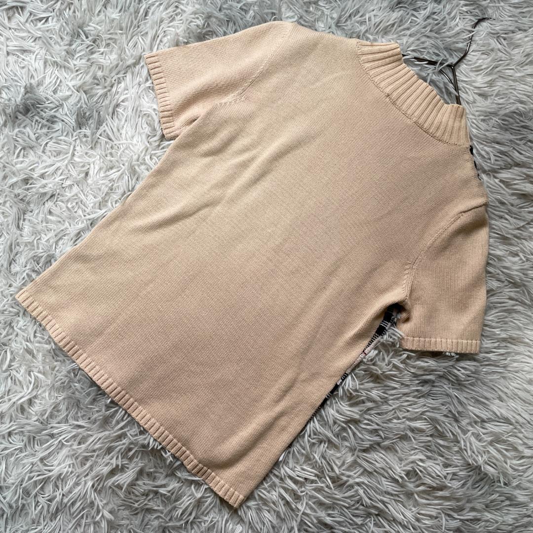 大人可愛い バーバリーロンドン ノバチェック半袖ニット ベージュ サイズS-M