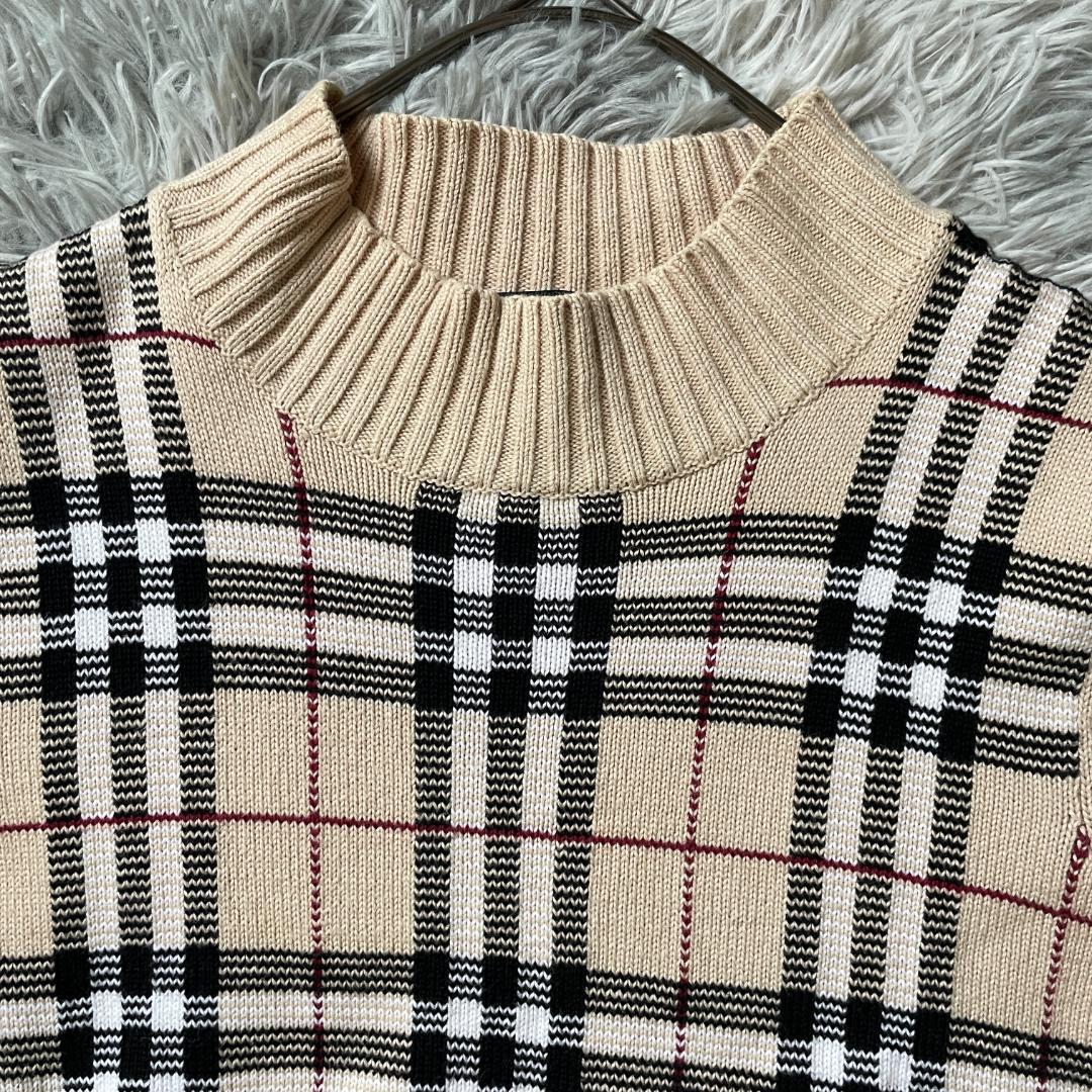大人可愛い バーバリーロンドン ノバチェック半袖ニット ベージュ サイズS-M