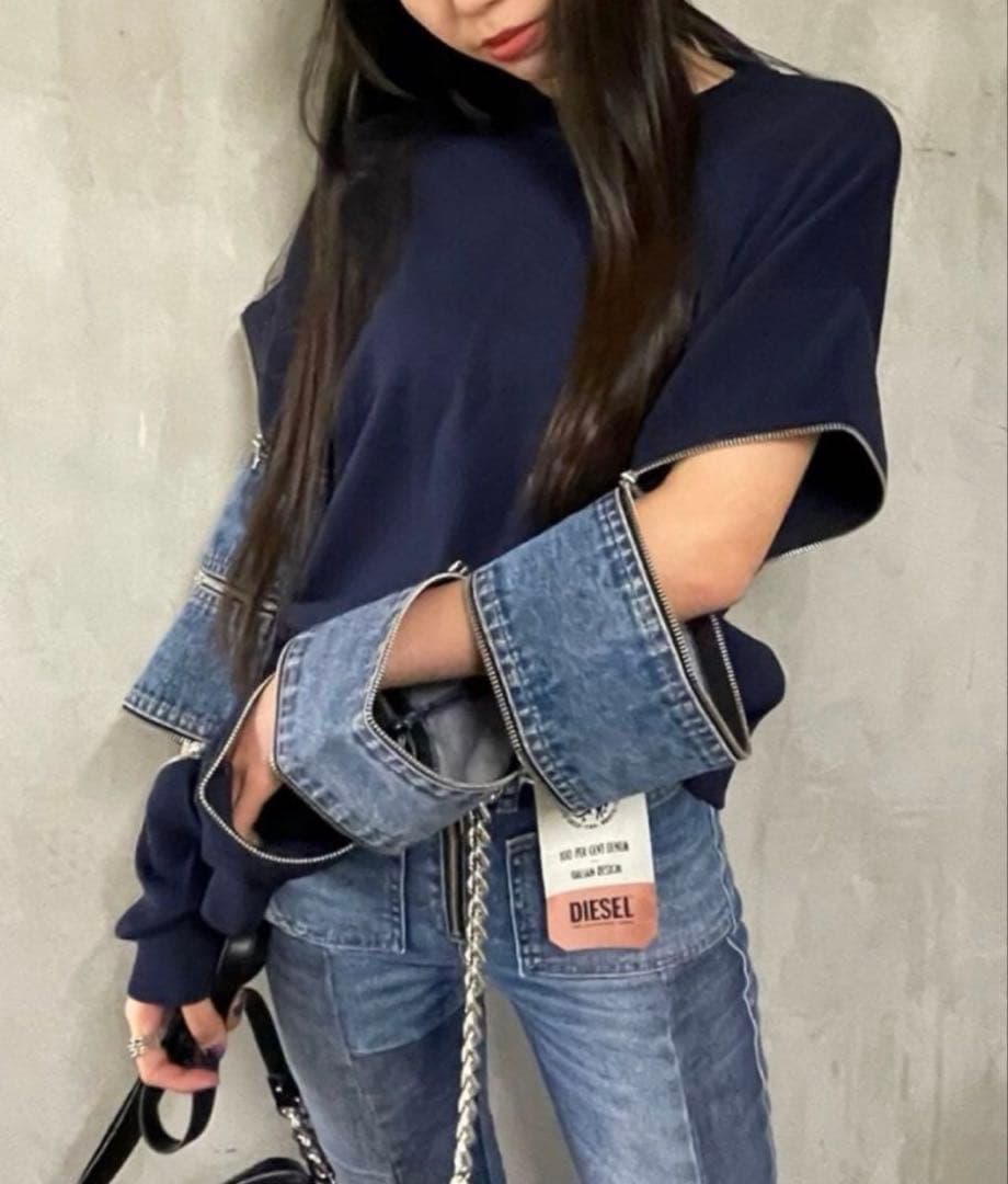 ディーゼル DIESEL ニットデニム切り替えジップディテール S