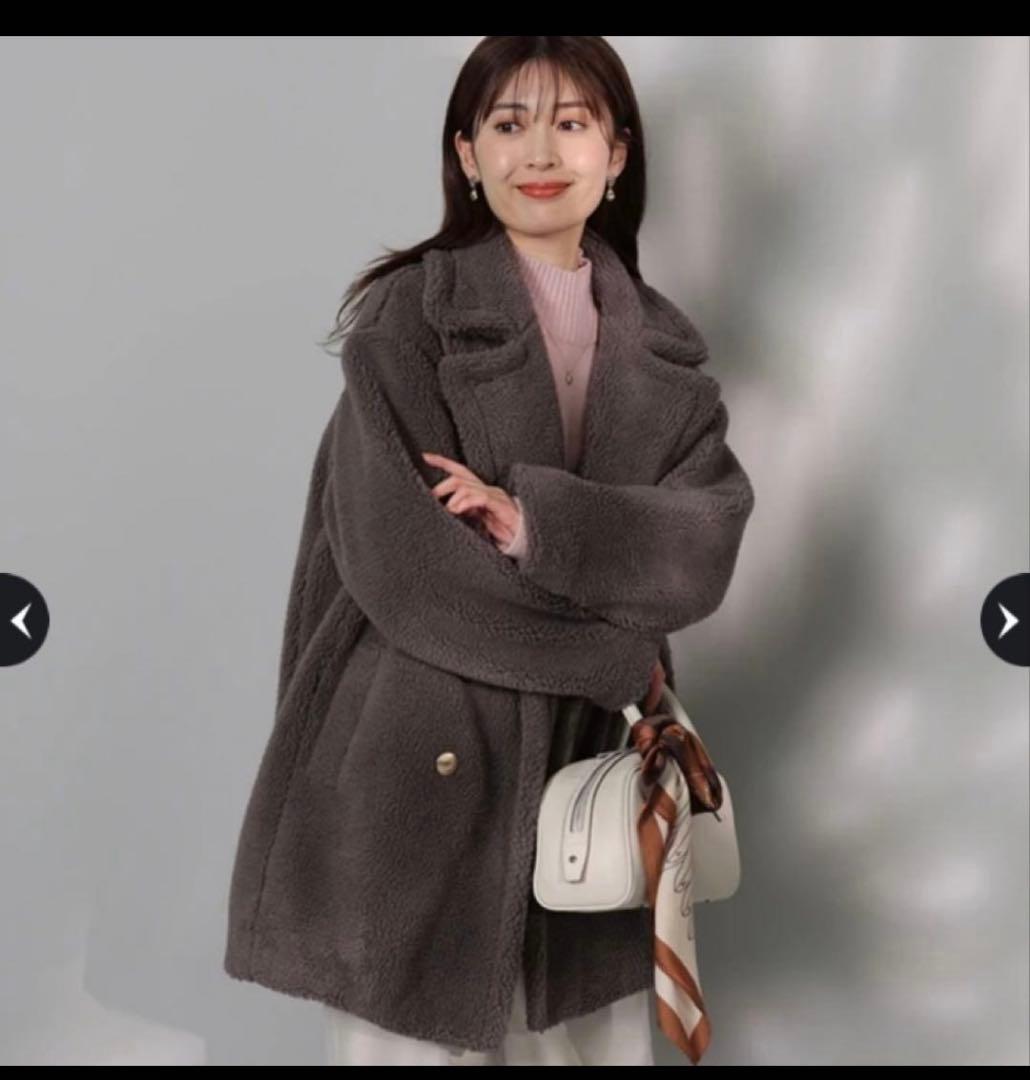 新品 アプワイザーリッシェ　ボアコート　ボアダブル釦コートSS