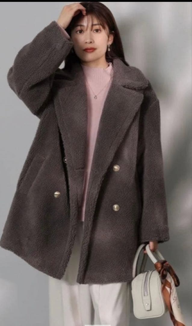 新品 アプワイザーリッシェ　ボアコート　ボアダブル釦コートSS