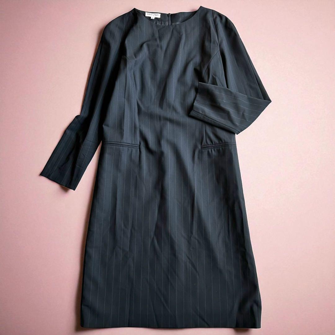 GIORGIO ARMANI ワンピース　バージンウール　ピンストライプ　黒