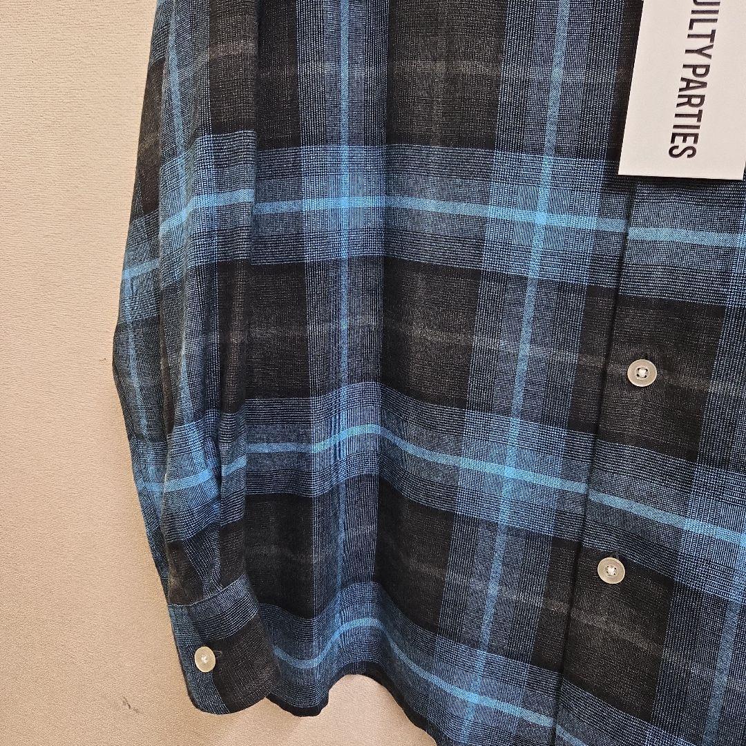 新品24FWワコマリアオンブレチェックシャツBLUE/L
