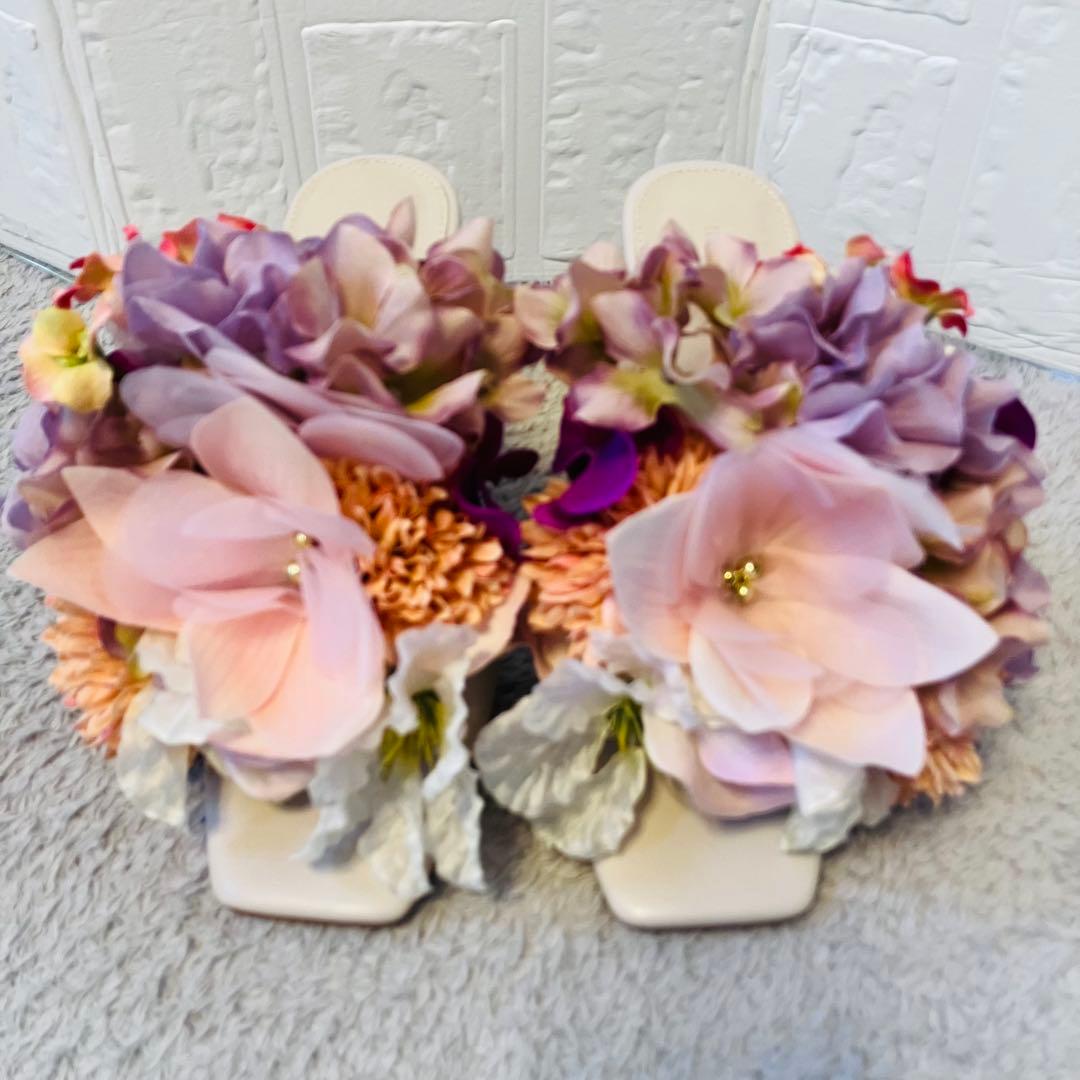 【超希少】RANDA フラワーブーケミュールサンダル Sサイズ