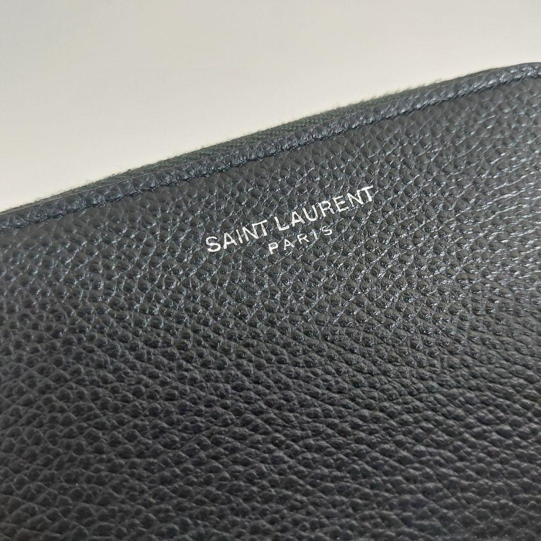 サンローラン ラウンドジップ コンパクト財布 レザー ブラック 504778