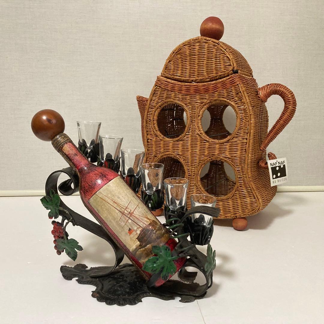 イタリア製 ワインホルダー スタンド ラック 葡萄柄 置物 オブジェ レトロ