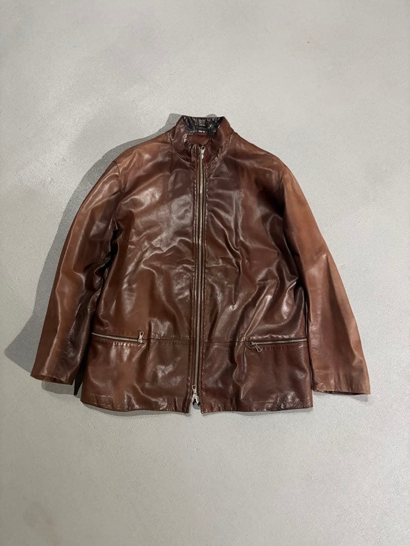 ジャケット・アウター GIORGIO ARMANI leather jacket brown