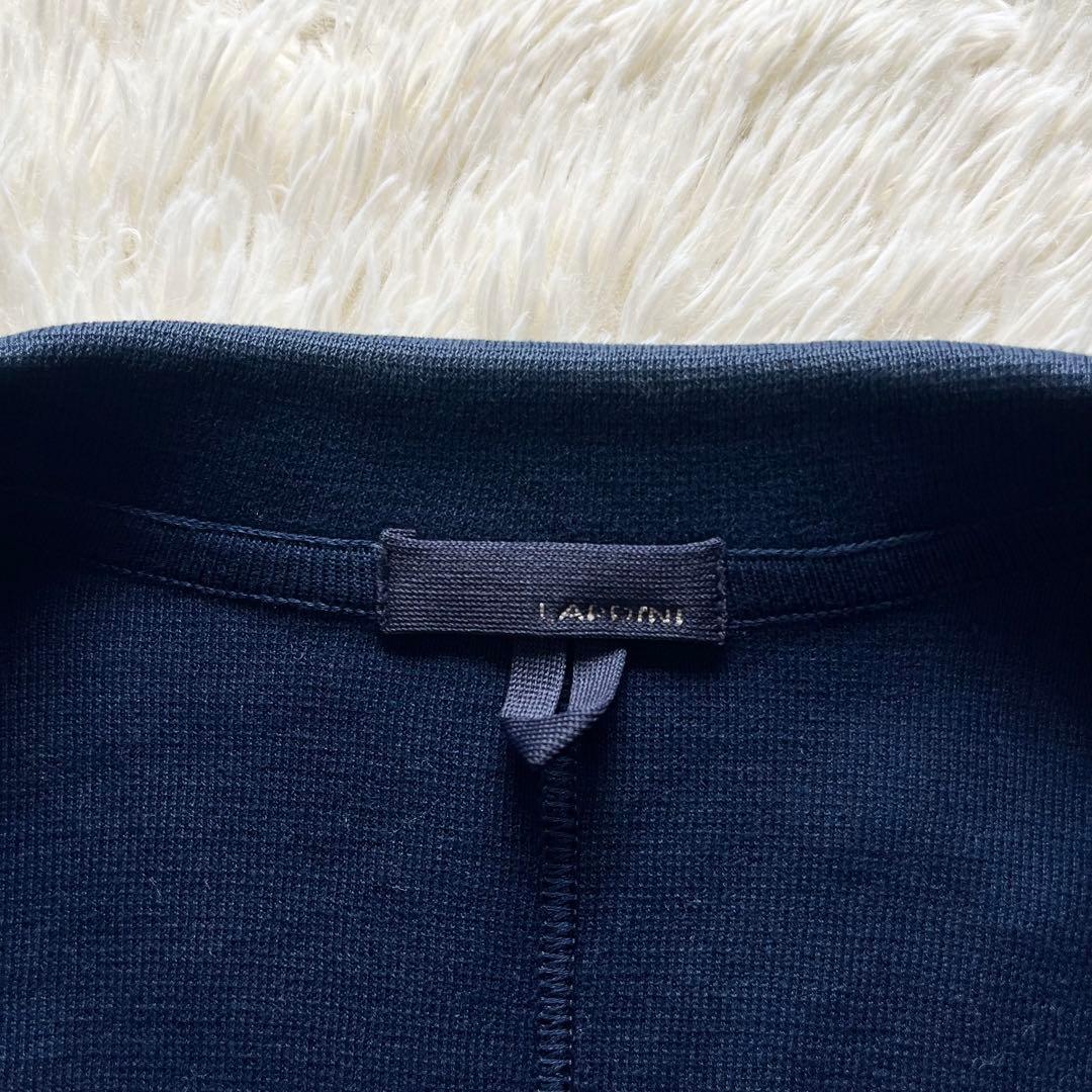 <美品>LARDINI ネイビー コットン ニット ジャケット サイズM相当