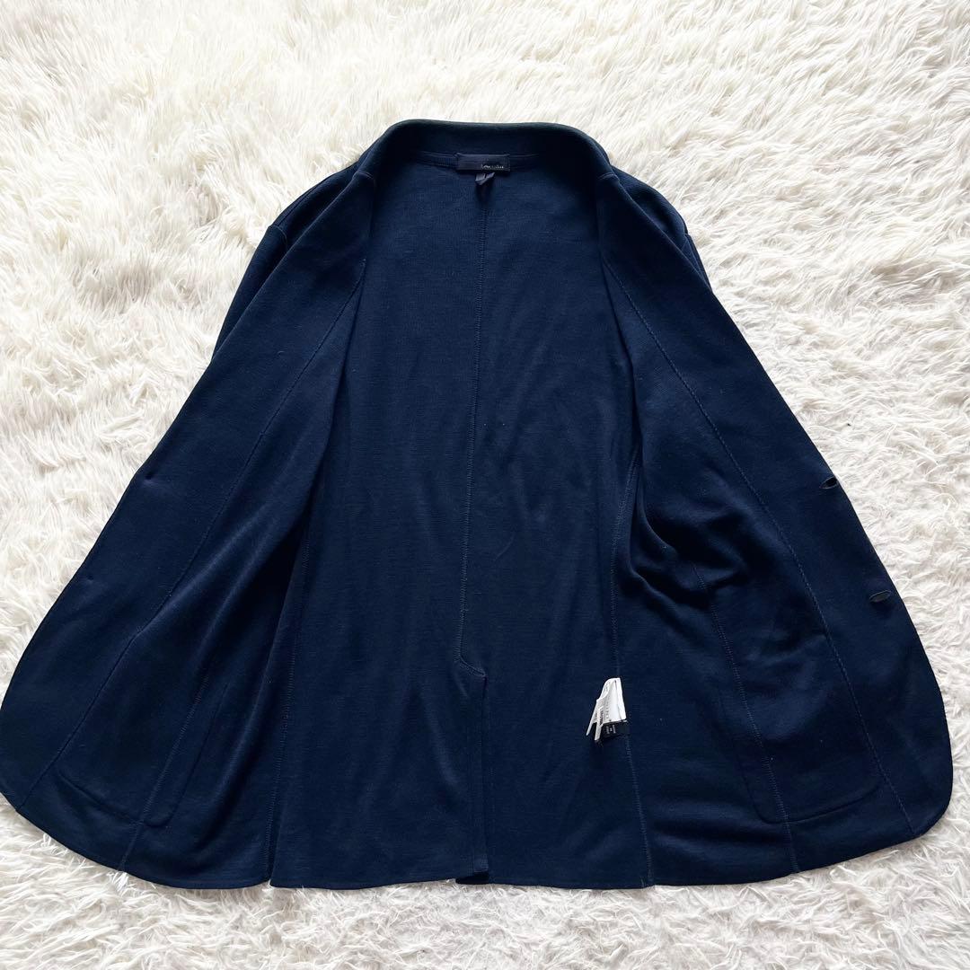 <美品>LARDINI ネイビー コットン ニット ジャケット サイズM相当