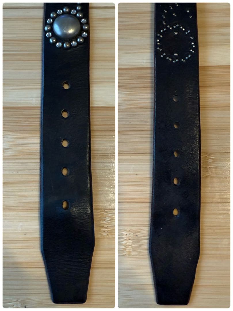 ⭐️DOA⭐️フラワーニッケルスタッズ⭐️クリアストーン⭐️ブラックレザー(茶芯)⭐️32