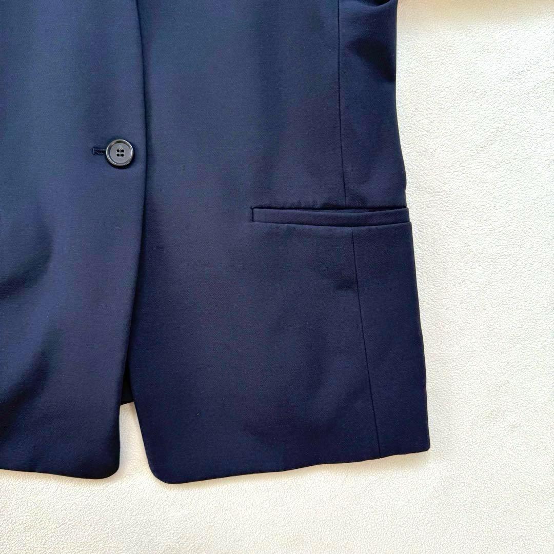 秋冬生地・L✨プラステ ノーカラー パンツ スーツ セットアップ ネイビー