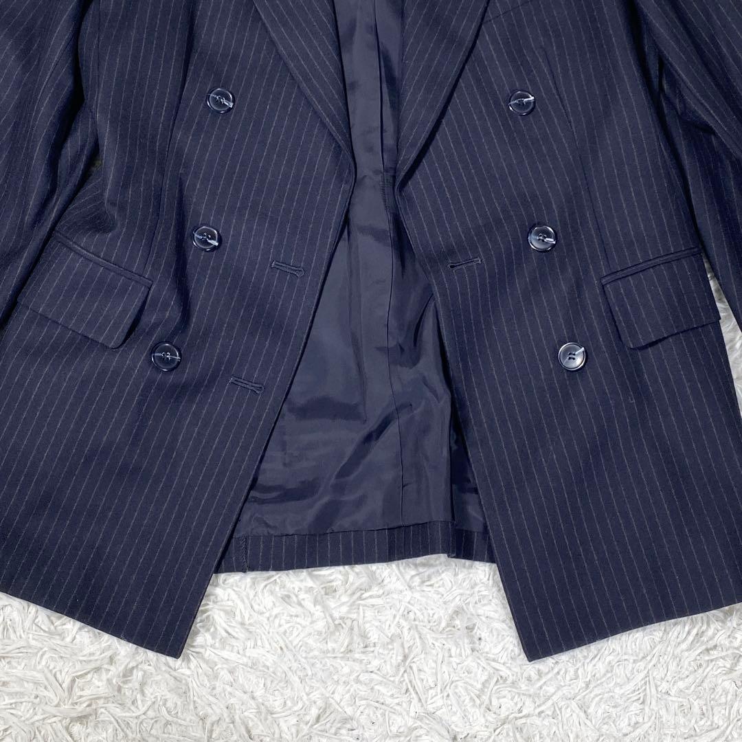 イヴサンローラン　ダブルジャケット　ネイビー　ストライプ　サイズ36(S)