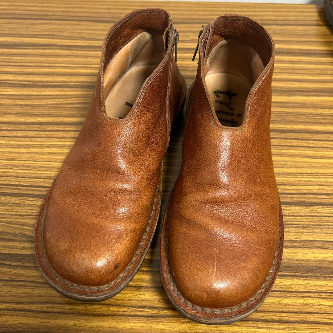 trippen ブラウン ジッパーショートブーツ