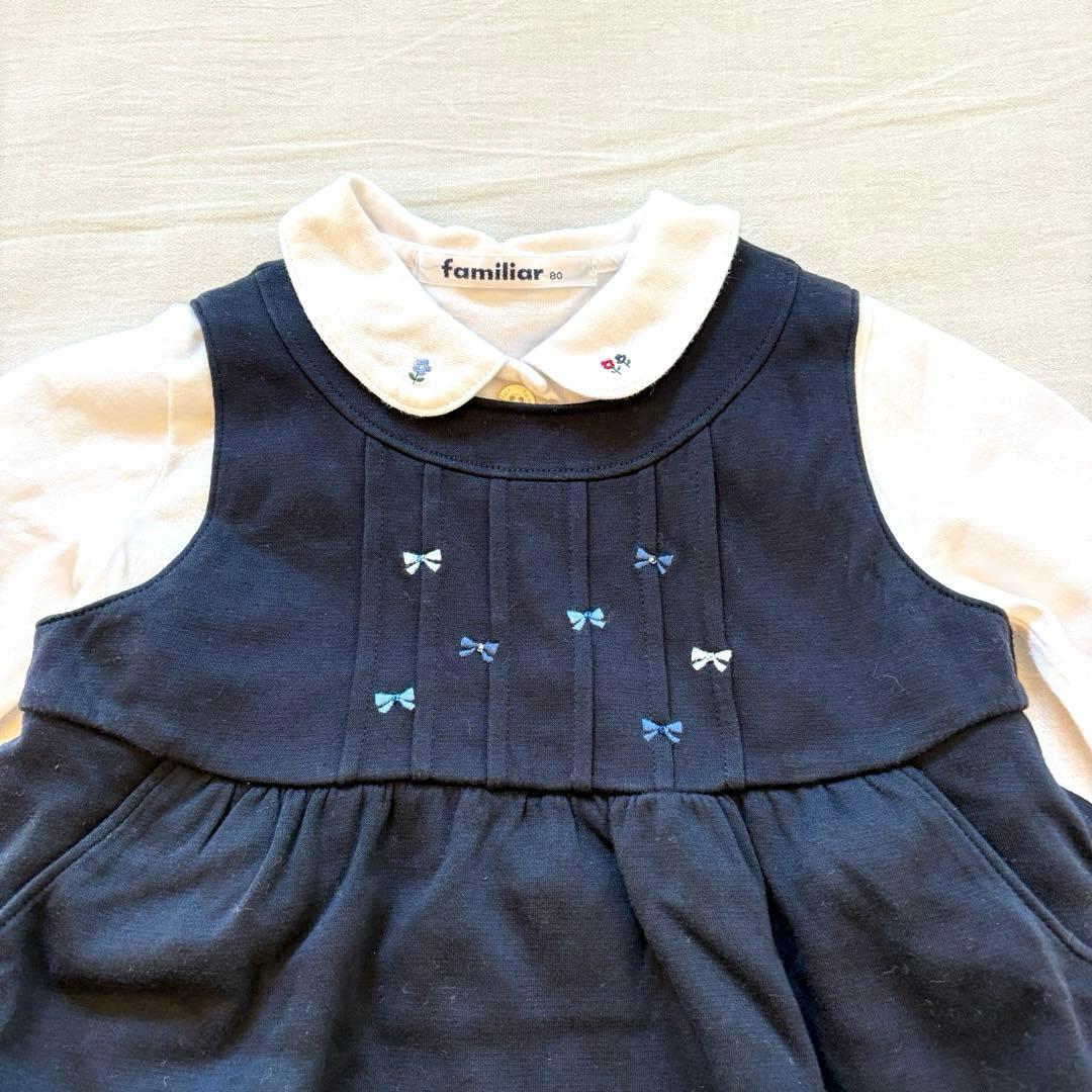 値下●familiar ワンピース＋長袖トップス、WILLMERY 上着 80