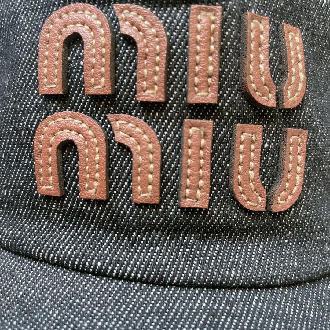 ま*こ様 【日本未発売】ミュウミュウ　デニム×レザー　ベースボールキャップ　MI