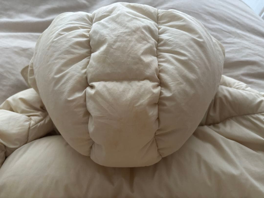 MONCLER フード付きダウンジャケット　袖ファー　オフホワイト　サイズ2