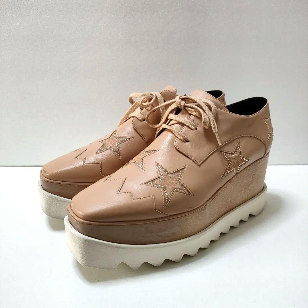 24.5cmサイズ 37.5　ステラマッカートニー厚底エリスローファーピンク星柄