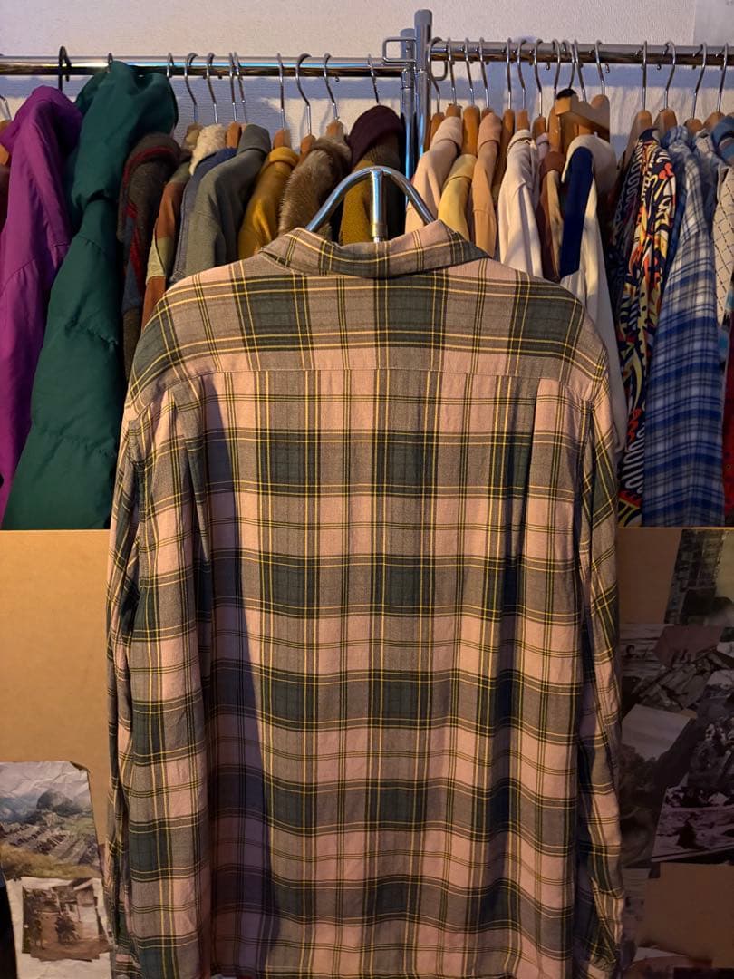 50s マドラスチェック　レーヨンシャツ　高配色