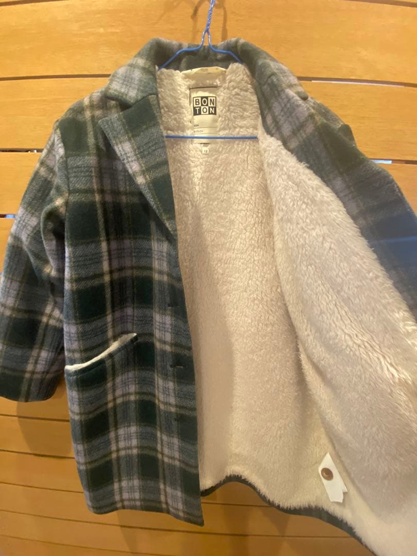 BONTON ボントン　ウール　キッズコート チェック 12A 150cm