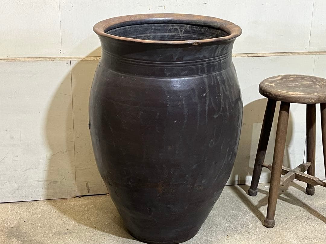 古い唐津焼の大甕69cm 大瓶 壺 水瓶 古民具