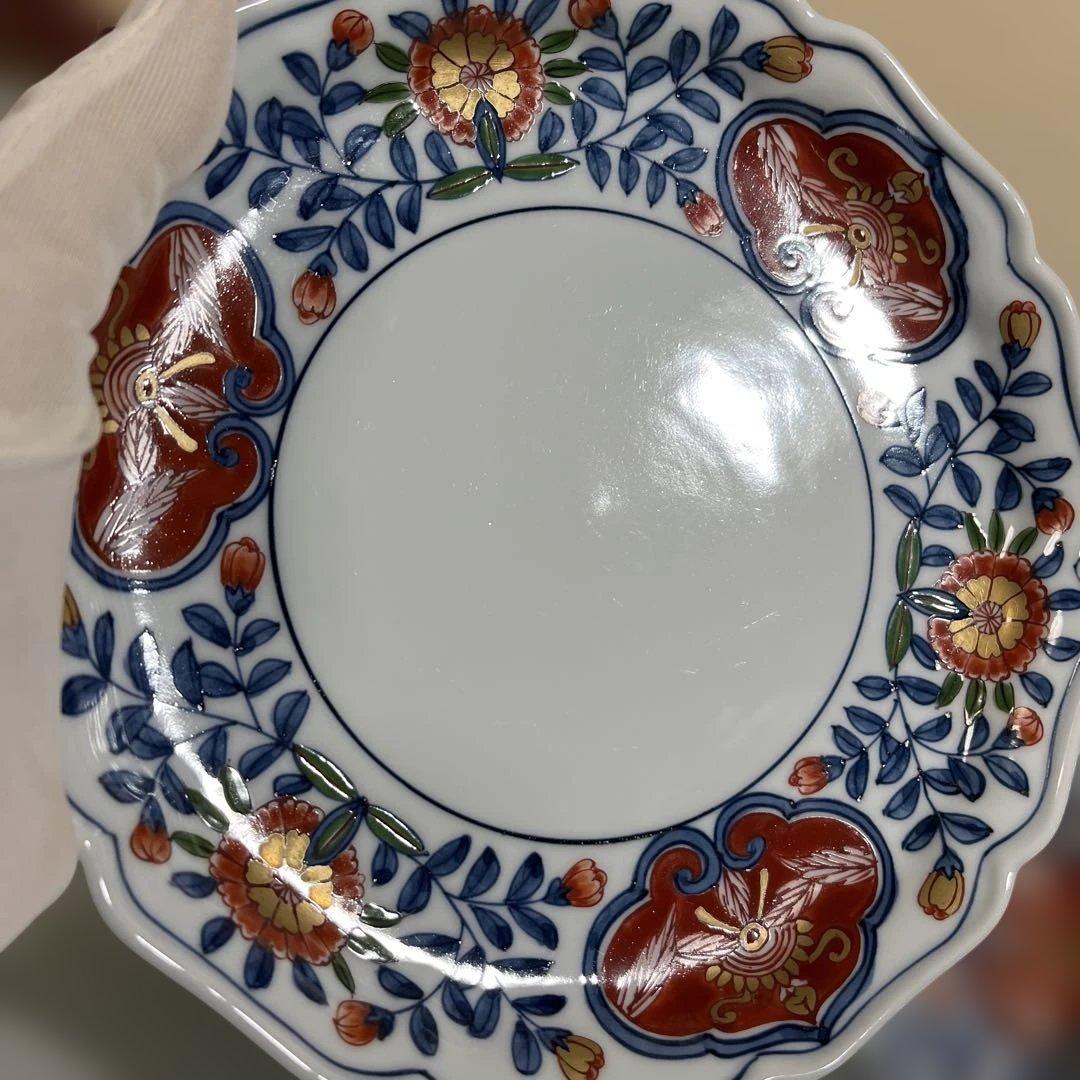 源右衛門　古伊万里風錦唐花紋　銘々皿２枚 18センチ