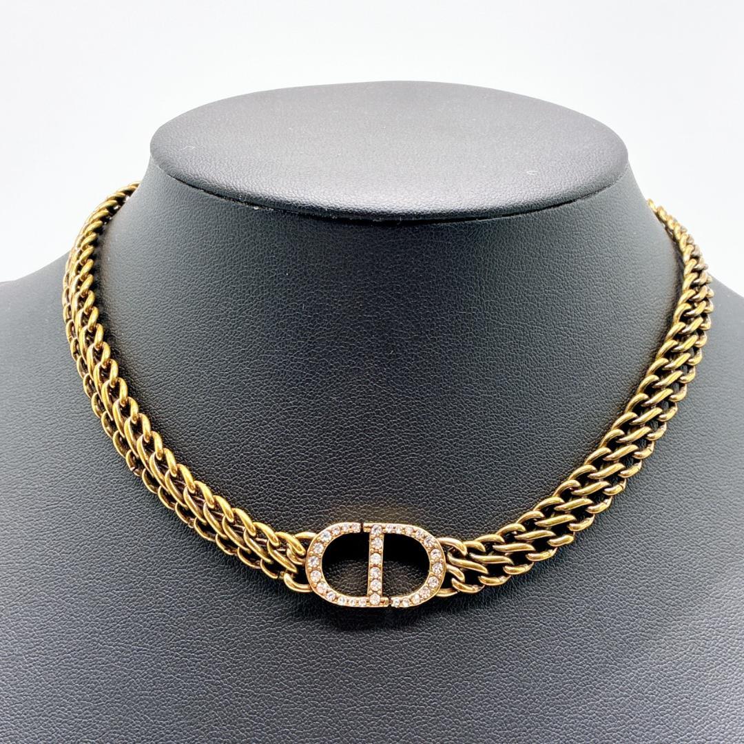 美品✨DIOR ネックレス アイコン チェーンリンク CD ラインストーン