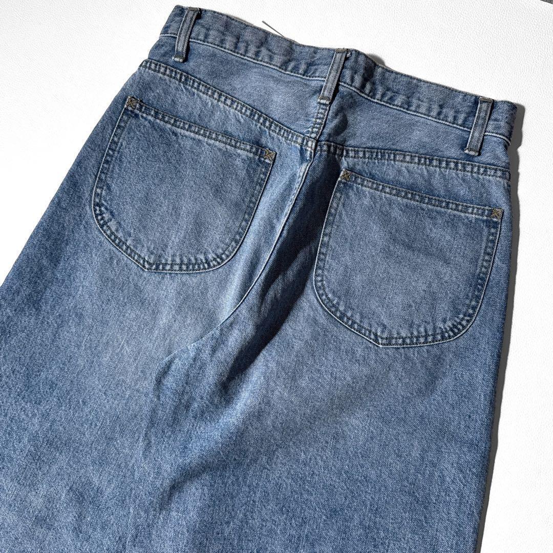 ハグオーワー Cloth&Cross 裾フリンジカーブデニム　バルーンデニム S