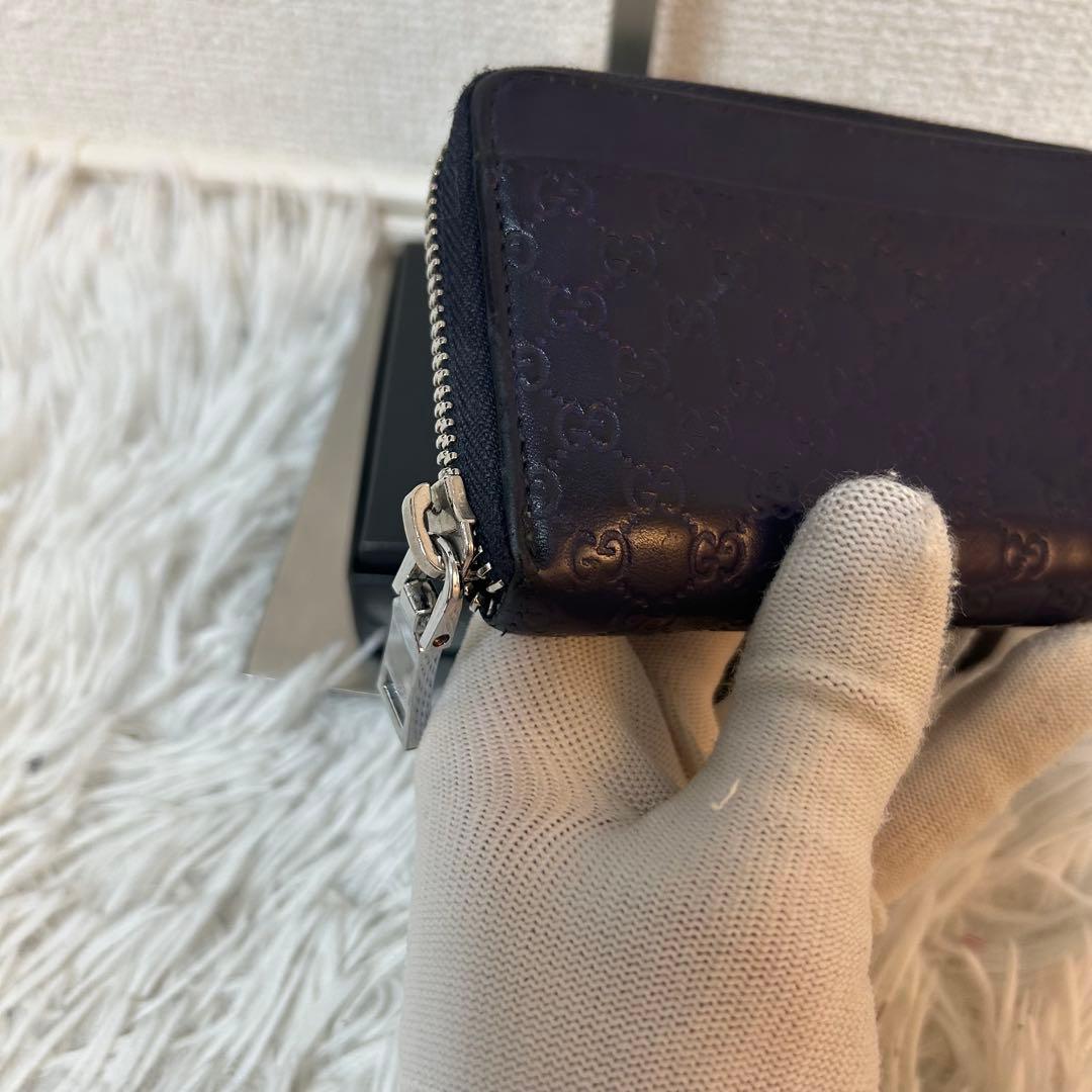 【美品✨マイクロシマ/希少】グッチ　GUCCI ネイビー　ケース　レザー