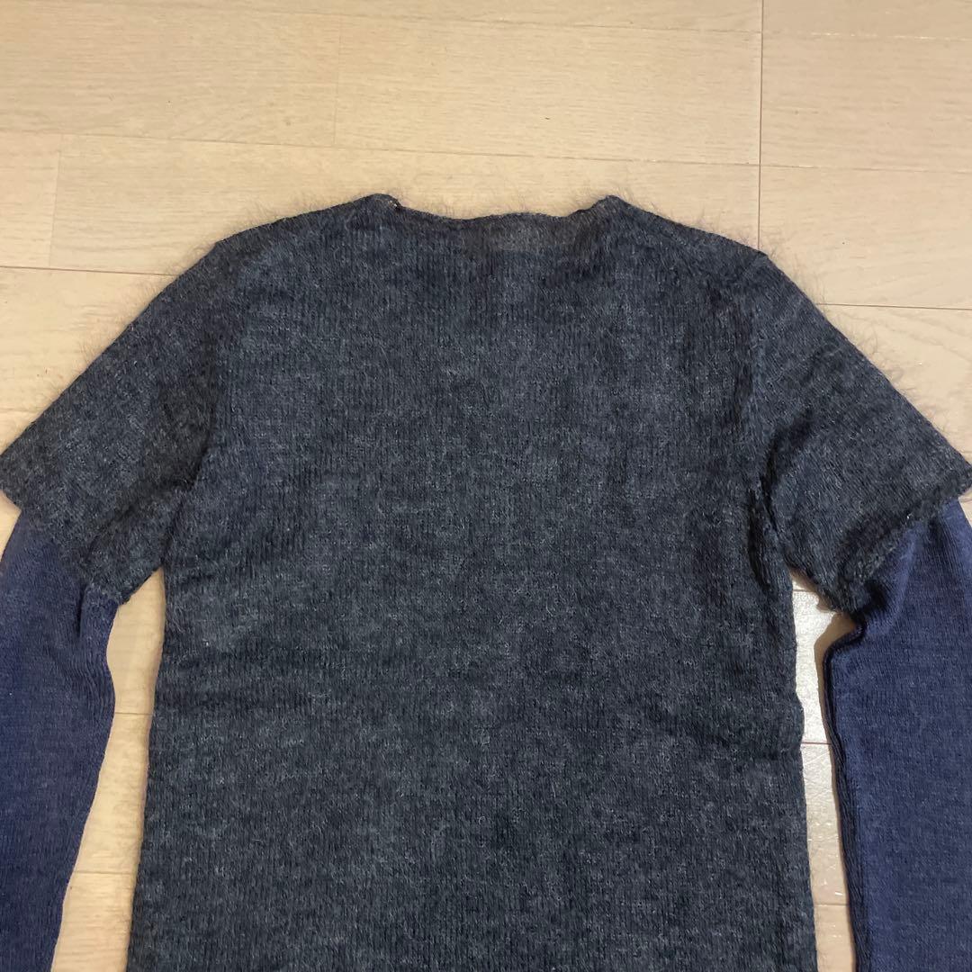 BOTTEGA VENETA 長袖レイヤードニット グレー✖️ネイビー S