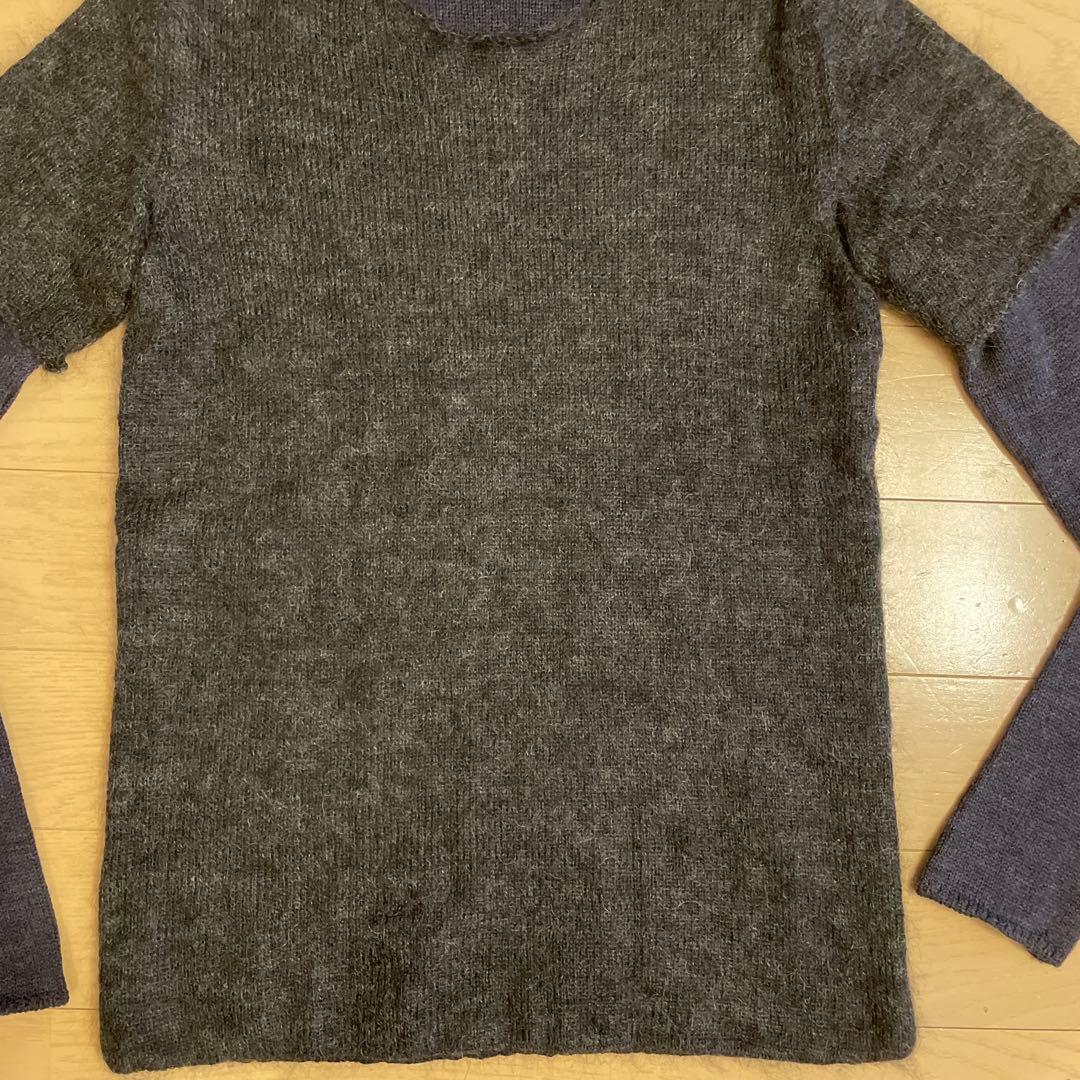 BOTTEGA VENETA 長袖レイヤードニット グレー✖️ネイビー S