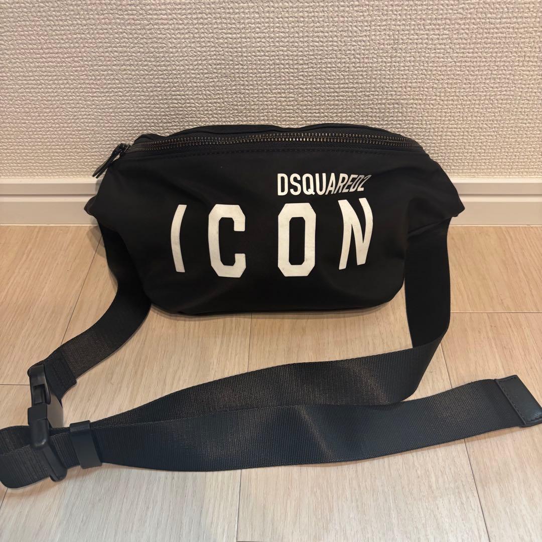 【美品】ディースクエアード ICON ボディバッグ ウエストバッグ 黒