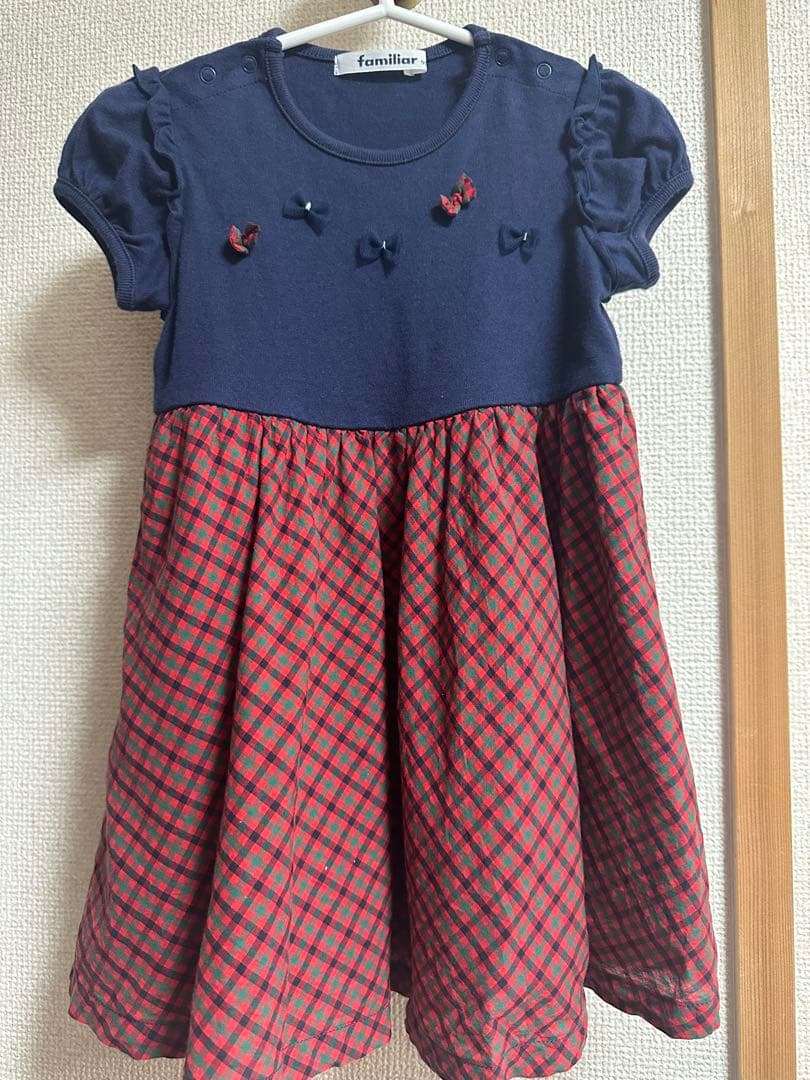 【美品】ファミリア　カーディガンと半袖ワンピース　90