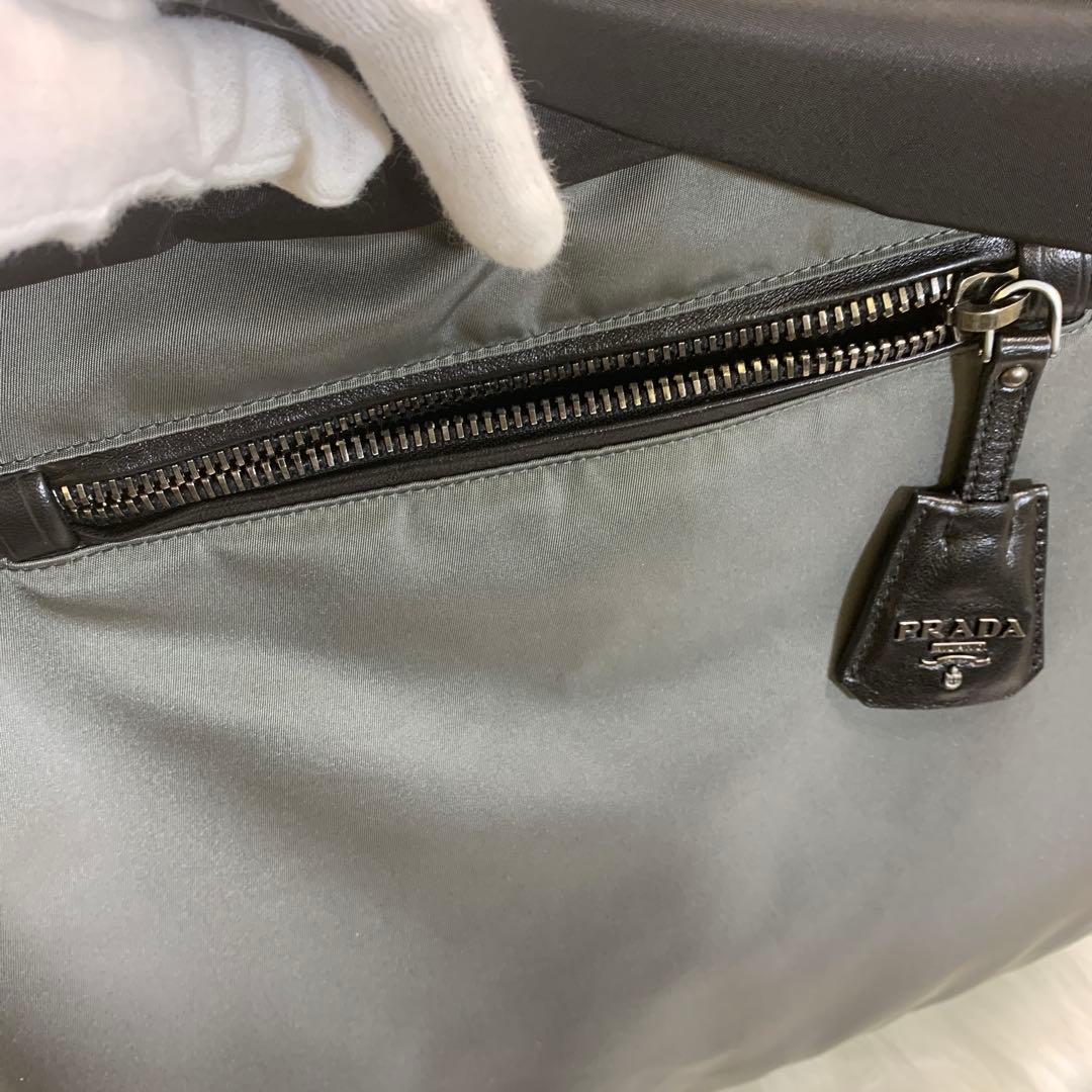 PRADAプラダトートバッグテスートナッパ ナイロン　グレー×黒2WAY