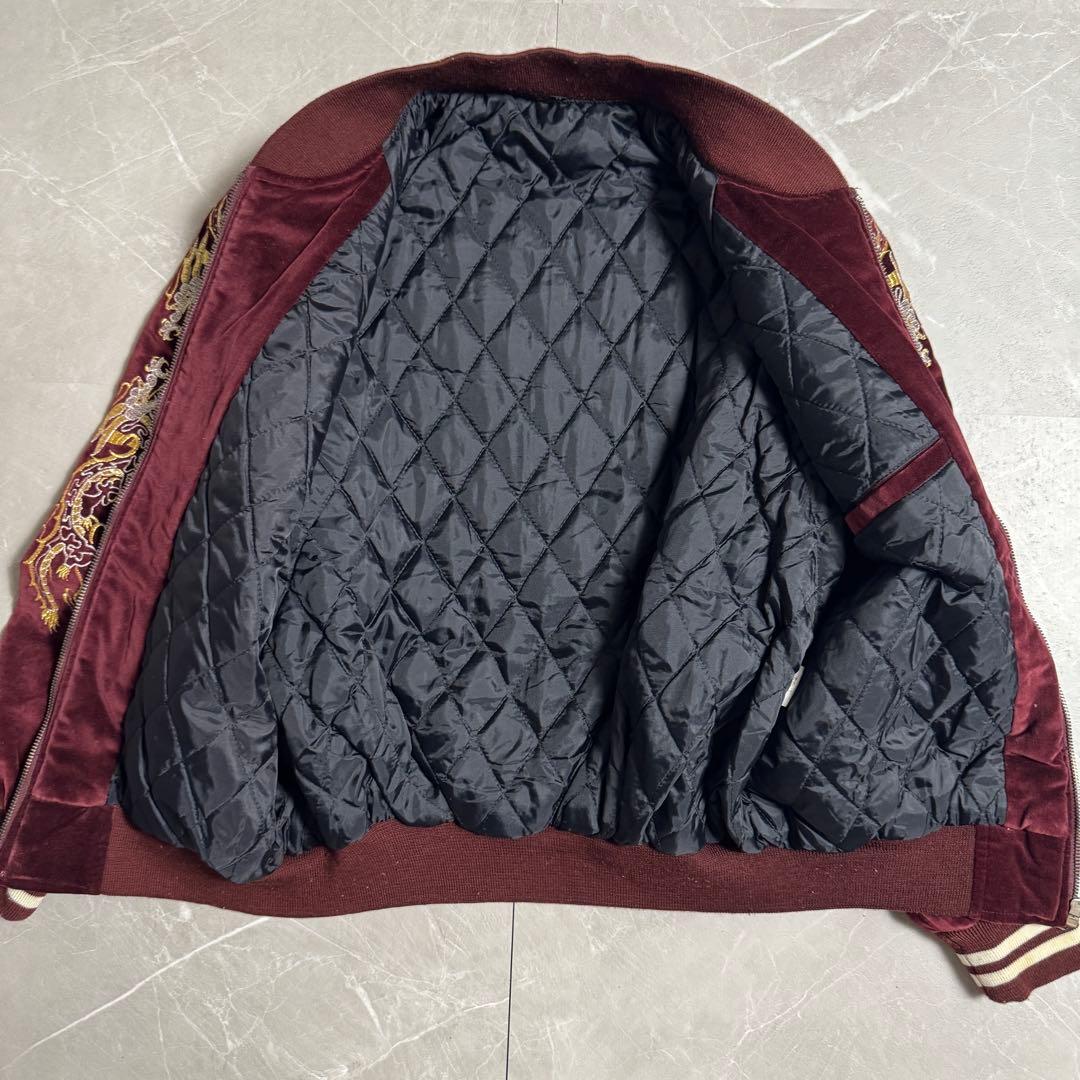 80s スカジャン　別珍　ROSEジッパー　Mサイズ　刺繍　横須賀