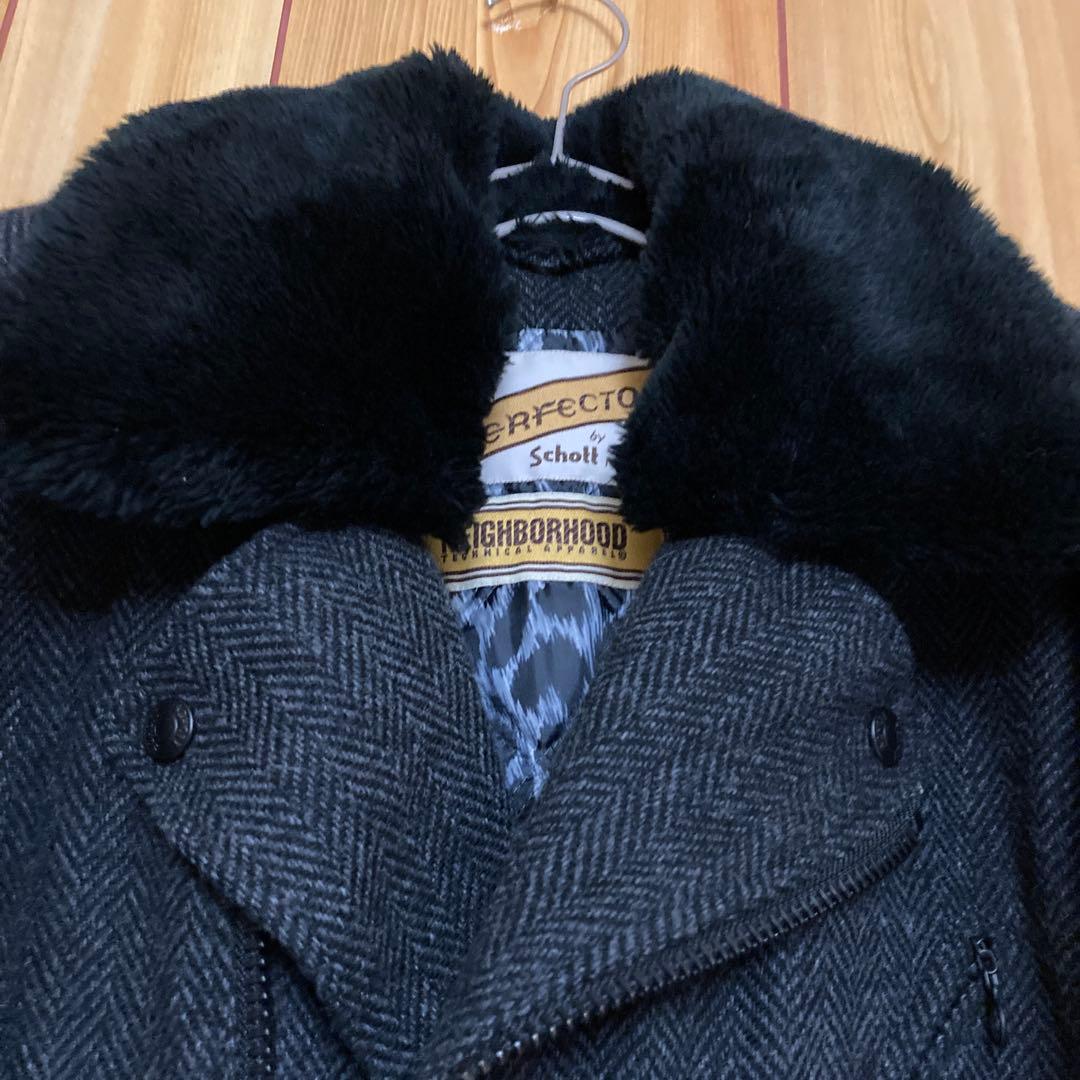 美品　ネイバーフッド×ショット レオパードライナー ウール ダブルライダース