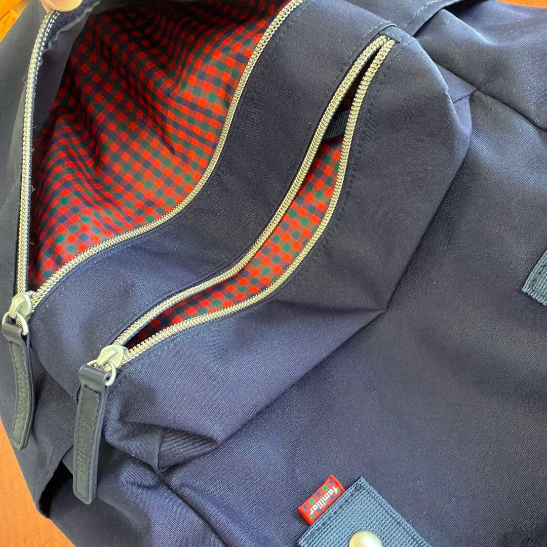 【美品】ファミリア　マザーズバッグ リュック　ポーチ　ネイビー 　2way