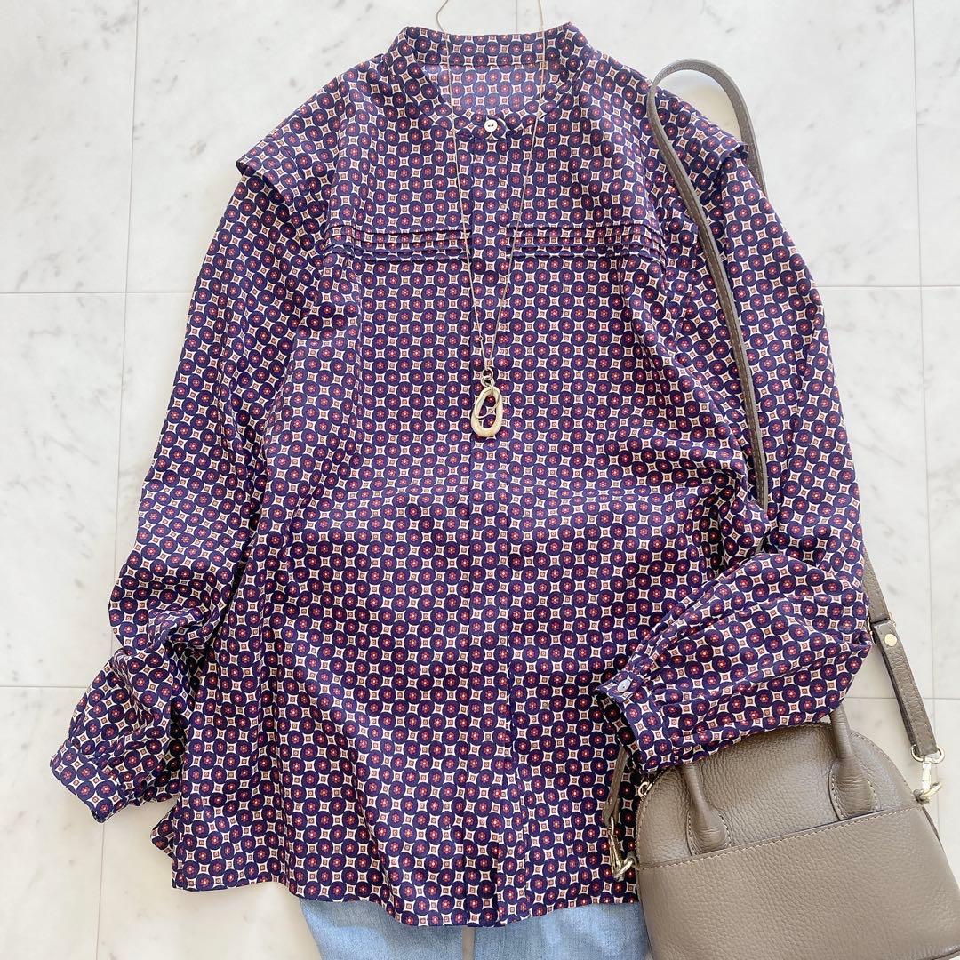 極美品　トゥモローランド　コモンフラワープリント　スタンドカラーブラウス