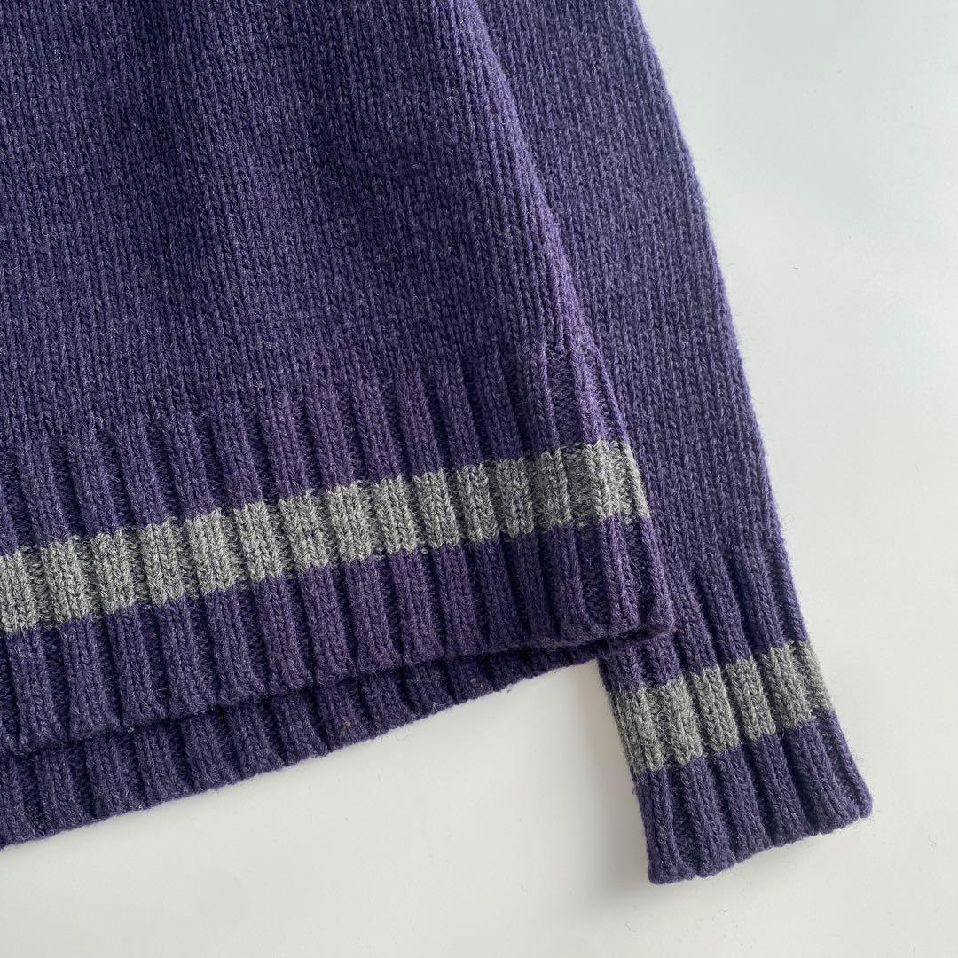 kolor BEACON ネイビー パープル Vネックニット ウール100%
