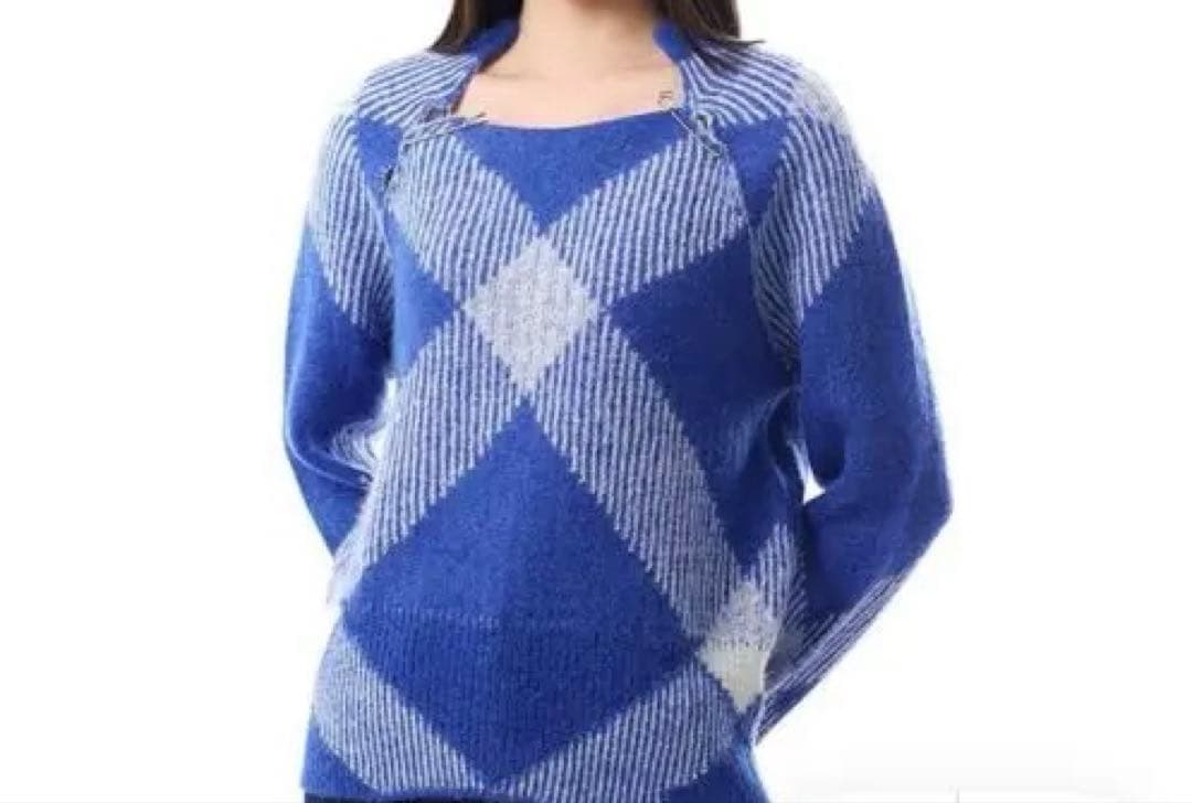 本日限定値下げBURBERRY チェックアルパカ　セーフティピンセーター　ニット