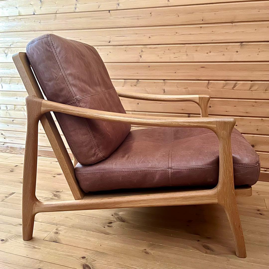 最終値下げ　1人掛けソファ オーデンセ オーク　本革　イエノワ　ienowa