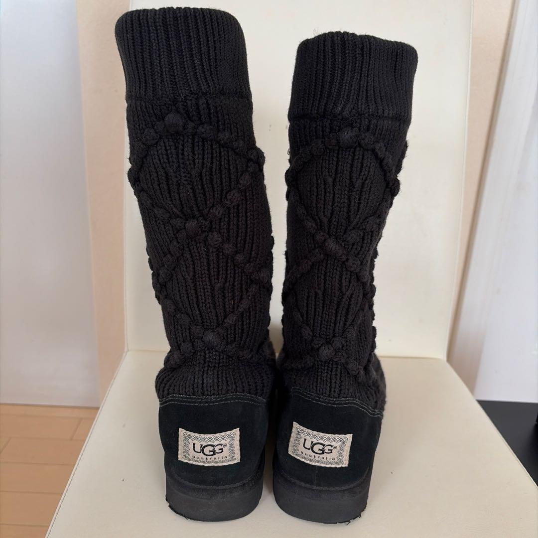 UGG アグ　ブラックニットロングブーツサイズ8
