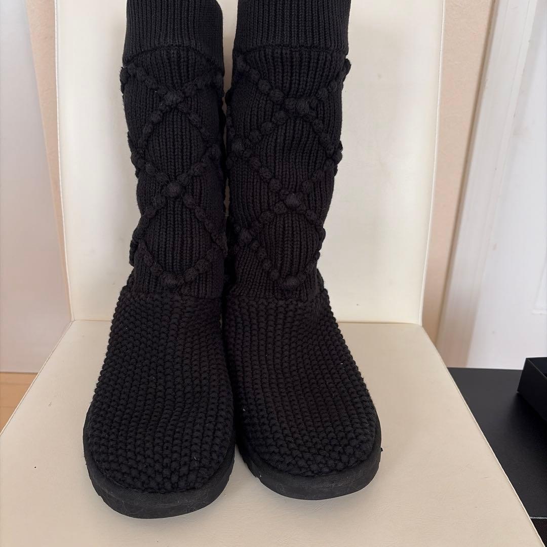 UGG アグ　ブラックニットロングブーツサイズ8