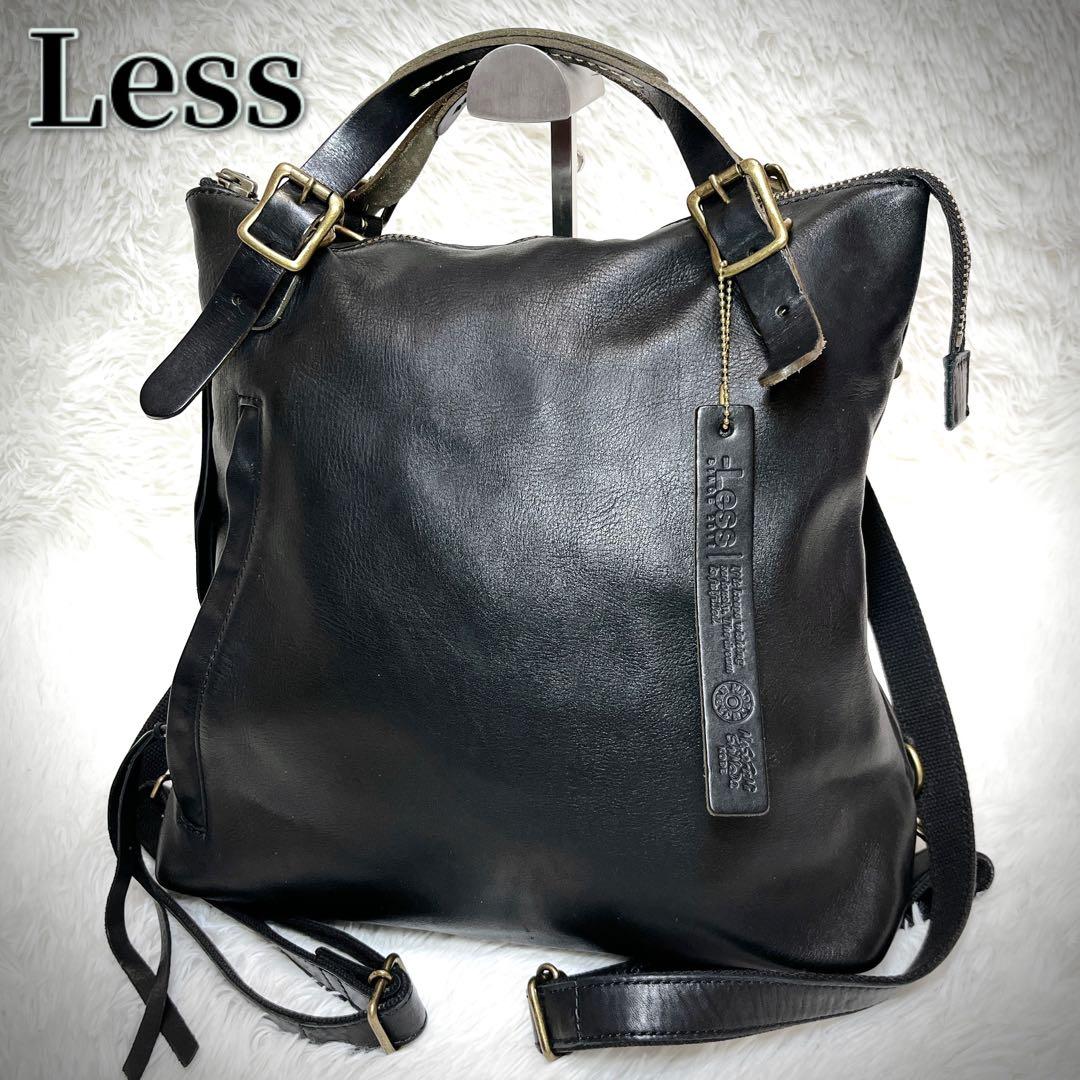 美品 レス Less 3way ホース レザー 馬革 リュック 黒 ブラック