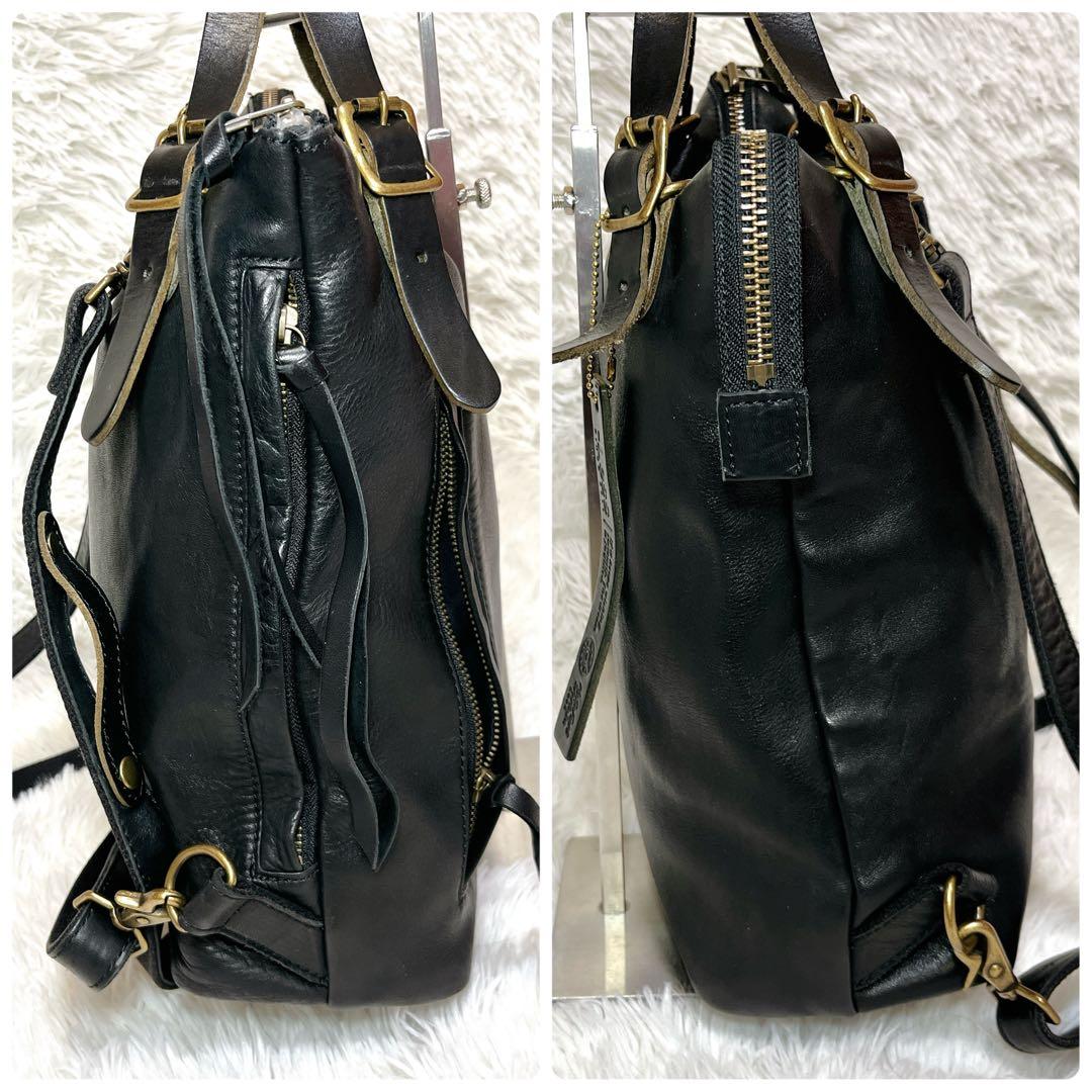 美品 レス Less 3way ホース レザー 馬革 リュック 黒 ブラック