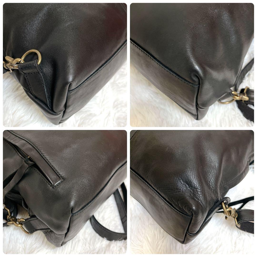 美品 レス Less 3way ホース レザー 馬革 リュック 黒 ブラック