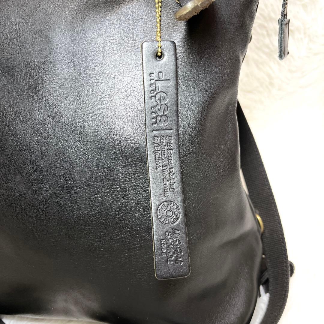 美品 レス Less 3way ホース レザー 馬革 リュック 黒 ブラック