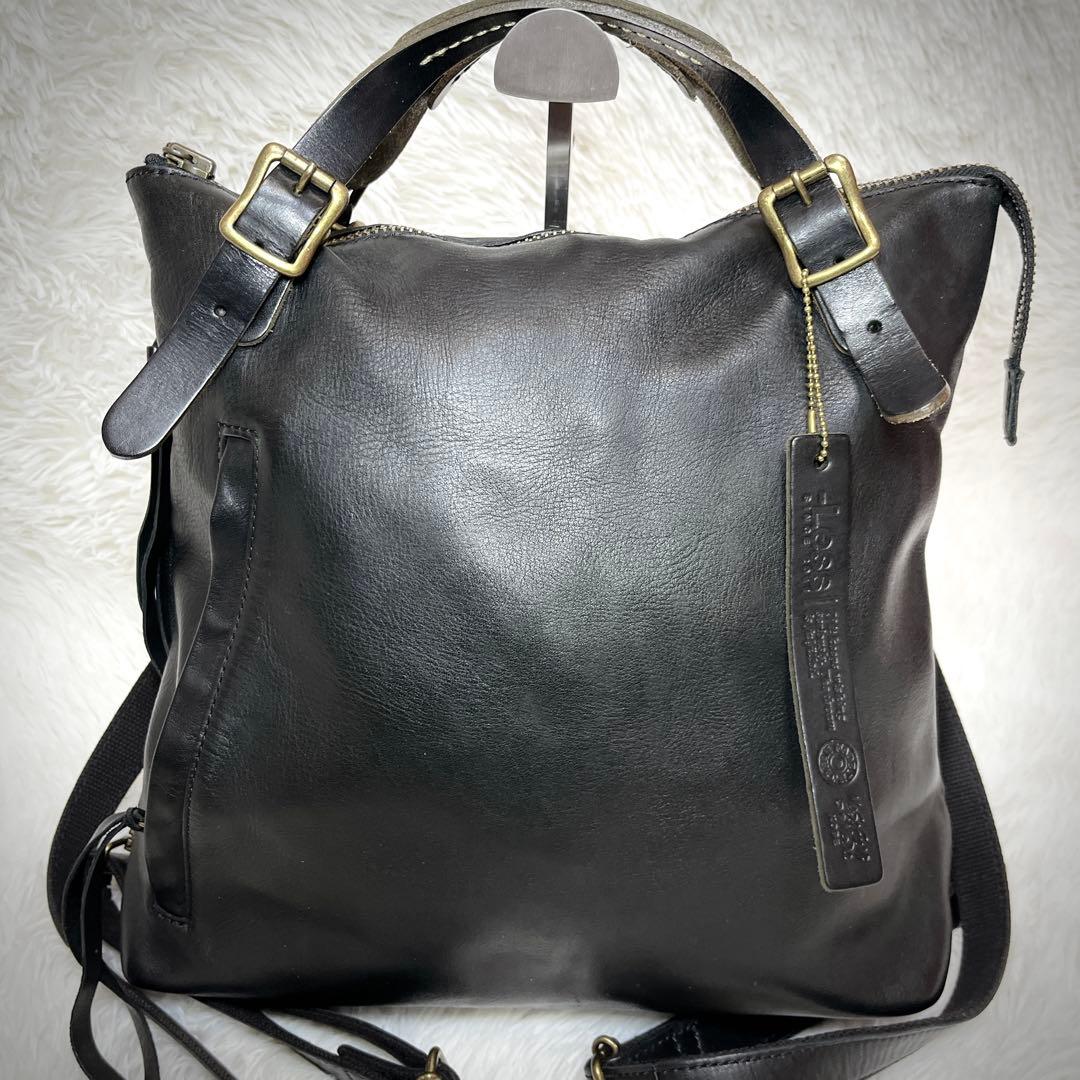 美品 レス Less 3way ホース レザー 馬革 リュック 黒 ブラック