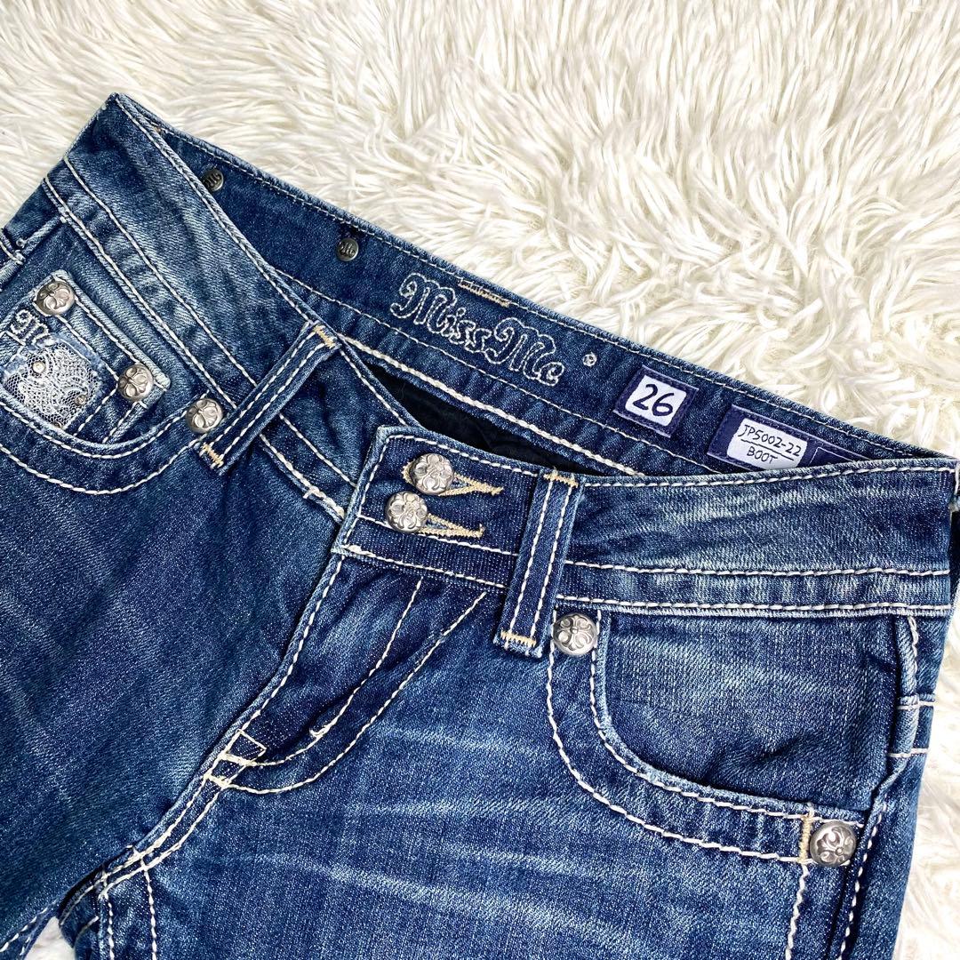 良品✨Miss me デニム フレア スタッズ JP5002 26 ビジュー