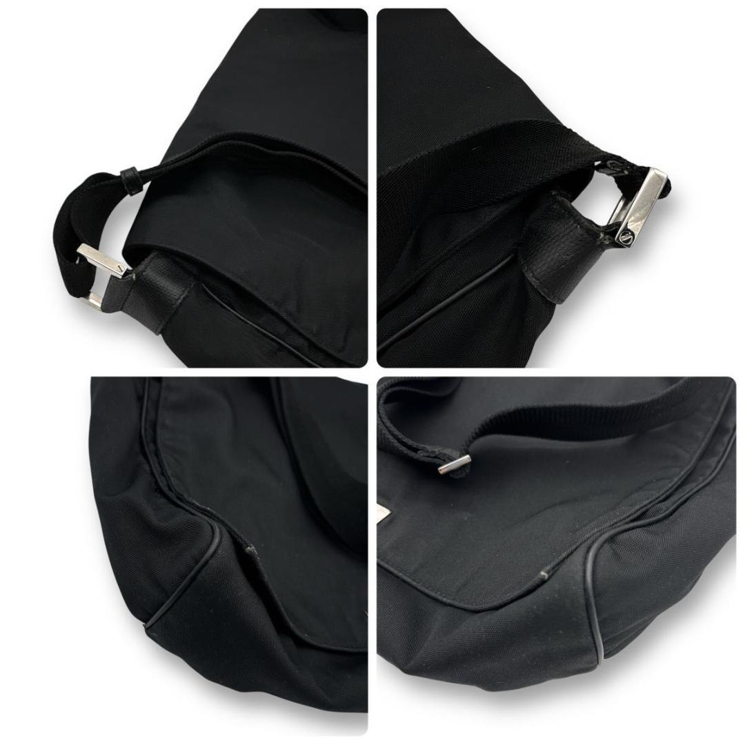 最終値下 GUCCI ロゴ プレート ナイロン メッセンジャーバッグ ブラック